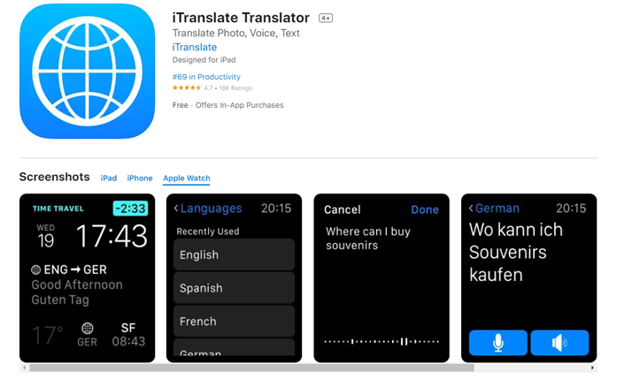 itranslate na apple watch