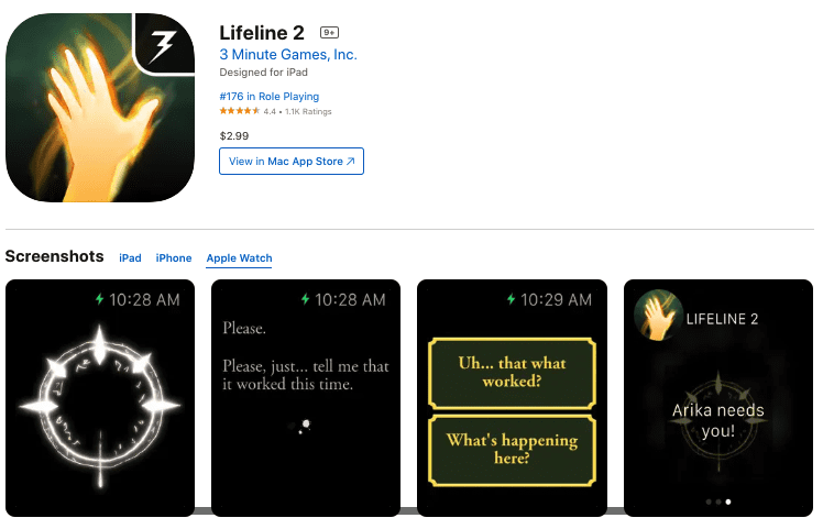 lifeline 2 na apple watch