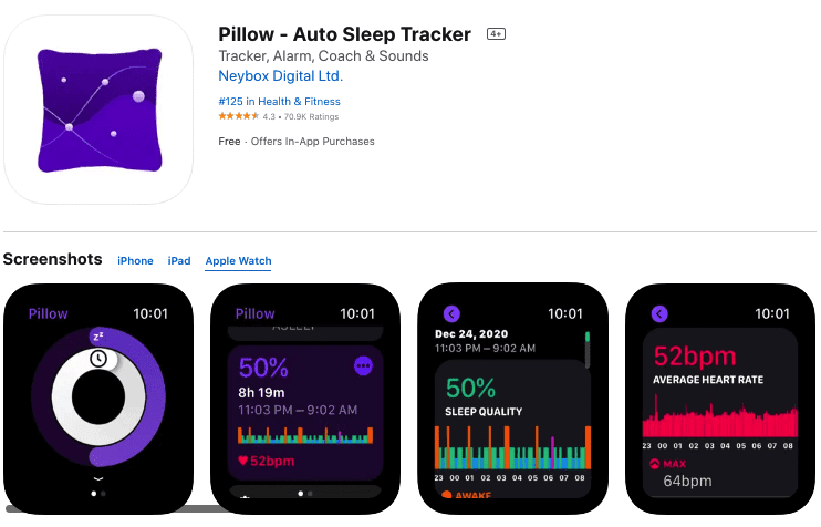 pillow track na apple watch
